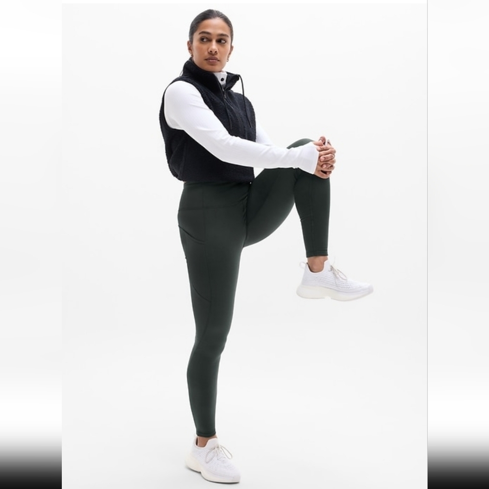 NWT Athleta Altitude Edge Fleece Lined Stash Tight In Elm